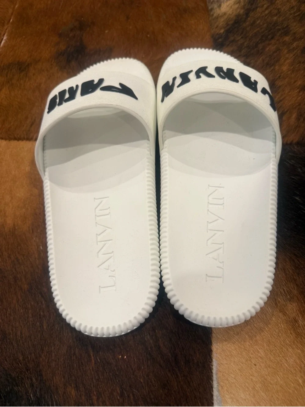 New Lanvin White Arpège Slide Sandals